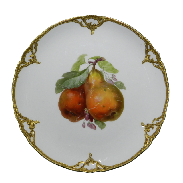 Talerz
ozdobny z gruszkami, KMP Berlin, 1913, porcelana, farby
naszkliwne, śr. 22 cm, Salon Antyków Pasja, cena 600 zł