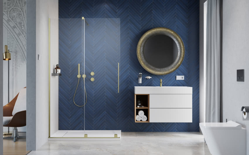 Radaway, Furo Brushed Gold Walk-in