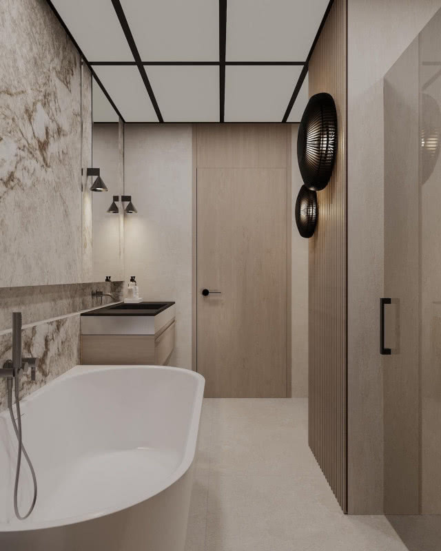 podświetlany sufit w łazience