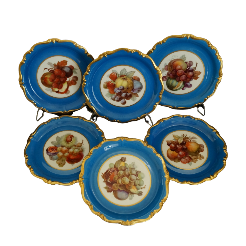 Komplet 6 talerzy deserowych Pompadour z owocam,...