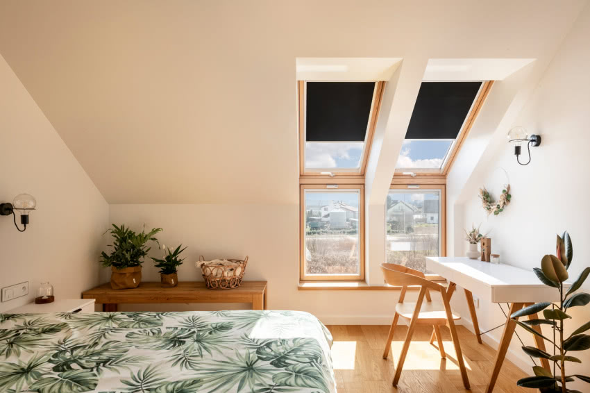 W zestawie nad sobą montowane są okna dachowe o...