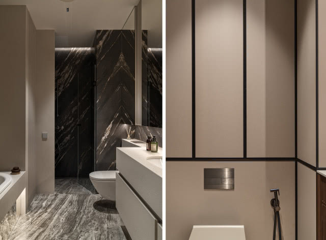 Kamienna łazienka z beżem