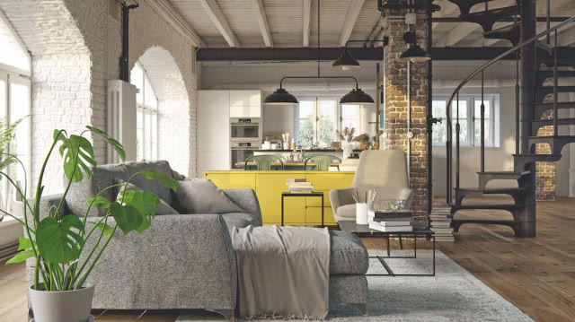 żółta wyspa kuchenna