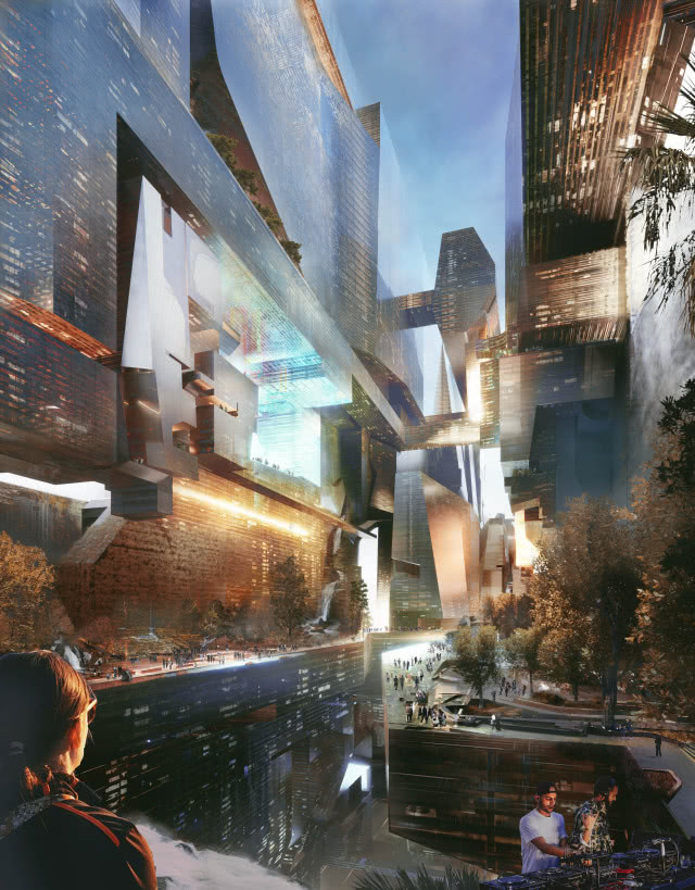 Miasto The Line pod wieczór