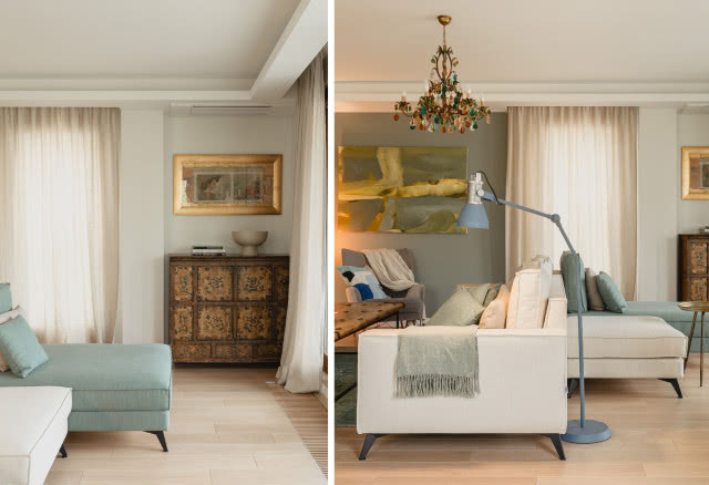 zielone ściany w salonie