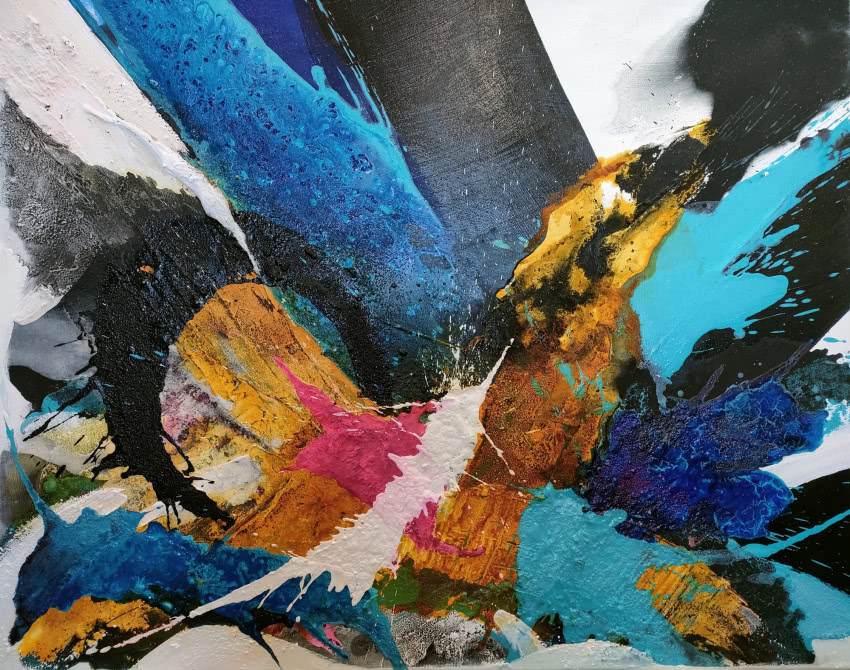 Michał Jamioł, akryl, mixmedia, płótno, materia,...