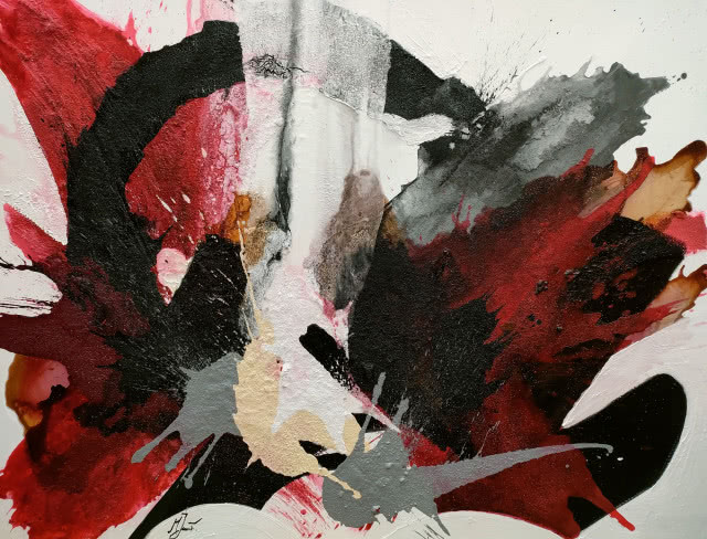 Michał Jamioł, Miłość o Poranku, akryl, płótno, materia, 100 cm x 120 cm, 2023