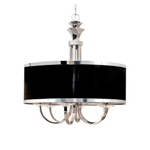 Chromowana lampa 
w stylu klasycznym z czarnym abażurem, almidecor.pl, 3870 zł