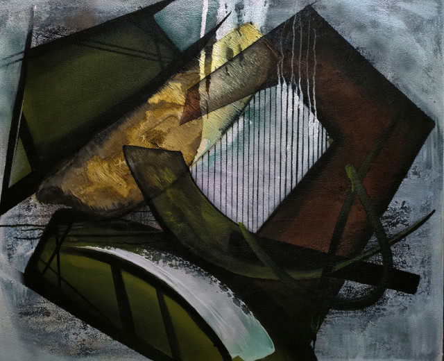 Michał Jamioł, akryl, płótno, materia, 100 cm x 120 cm, 2023