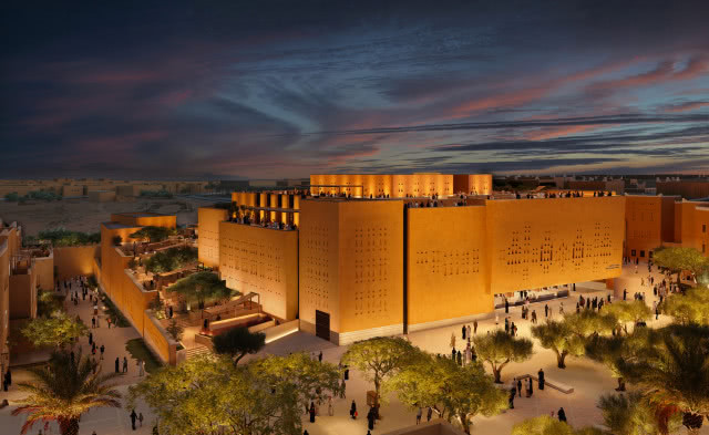 oświetlony budynek z góry