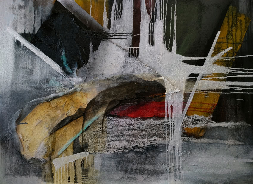 Michał Jamioł, bez tytułu, mixmedia, płótno,...