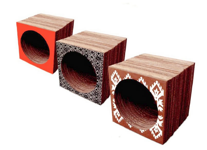 Tekturowe kostki modułowe, z których można...