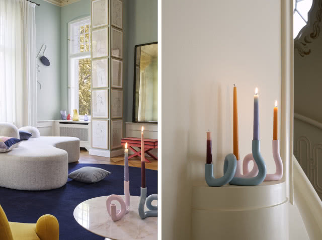 obłe kształty i kolorowe meble vintage