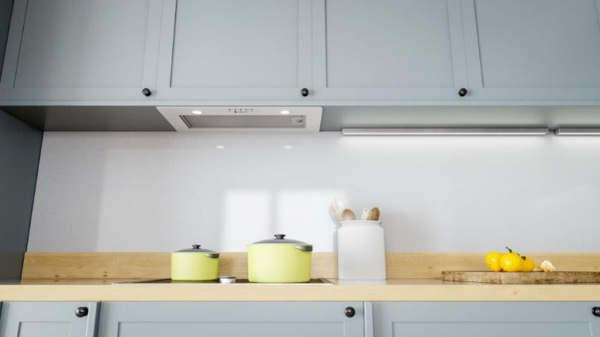 Okap ambientowy do zabudowy biały szkło Globalo...