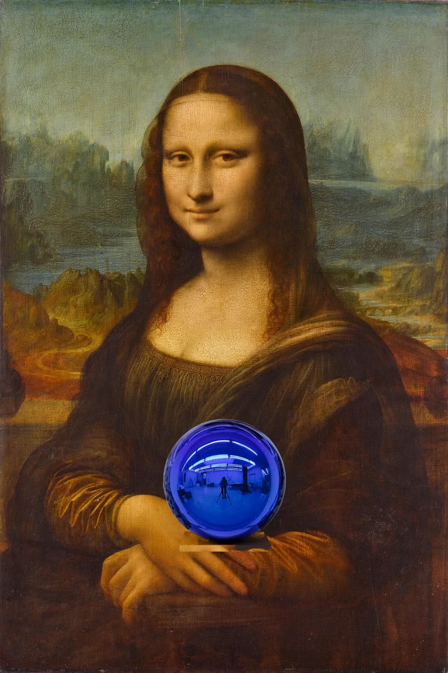 obraz Mona Lisa z niebieską kulą