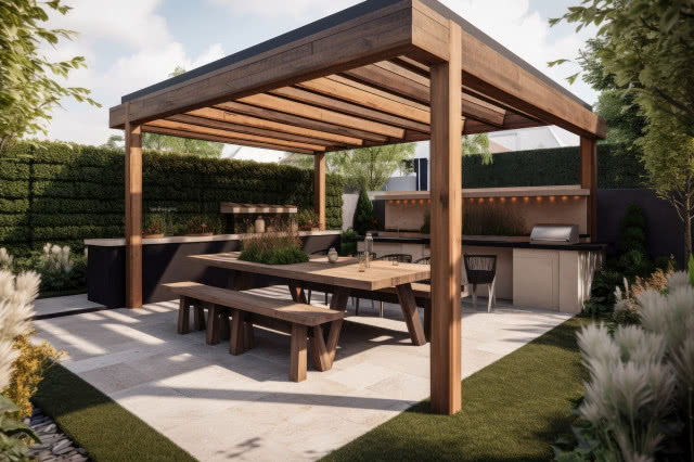 Drewniana pergola na taras