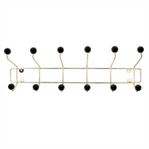 Złoty wieszak ścienny z czarnym wykończeniem