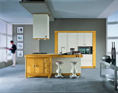 Kuchnia w stylu fusion - nowoczesna architektura zabudowy kuchennej i stylizowane wykończenie.