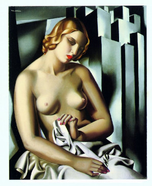 Tamara Łempicka, obraz "Akt na tle budynków", 1930 rok