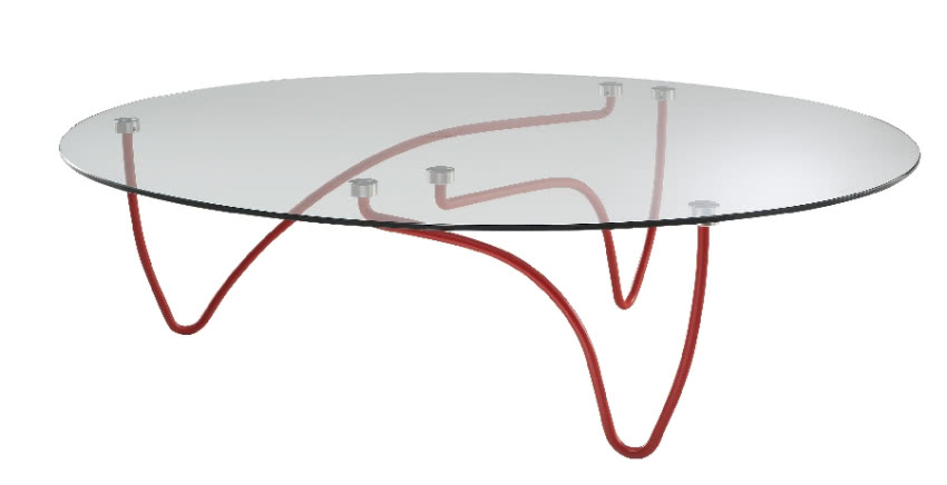 Stolik Rythme, zrobiony ze szkła i stali...