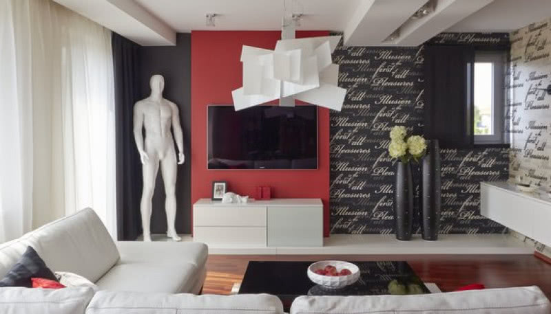 3 kolory - mieszkanie w bieli, czerni i czerwieni
