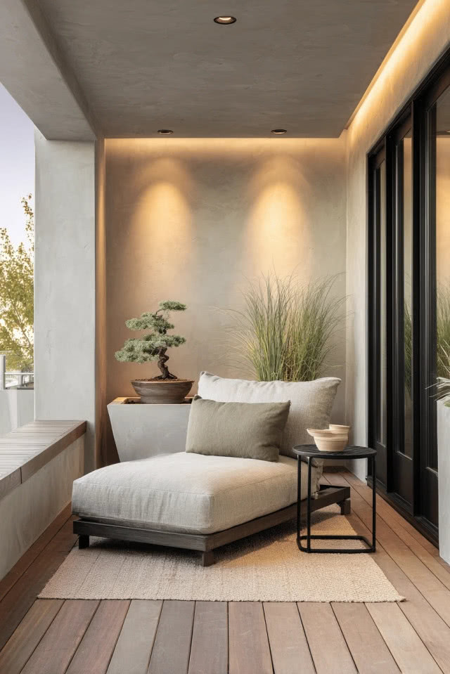 balkon z lampami