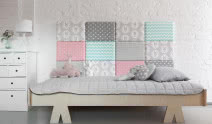 Tapicerowany zagłówek w pastelowych kolorach