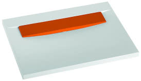 Umywalka Tatoo o nowoczesnej, regularnej bryle przełamanej mocnym akcentem kolorystycznym, wykonana z lanego marmuru