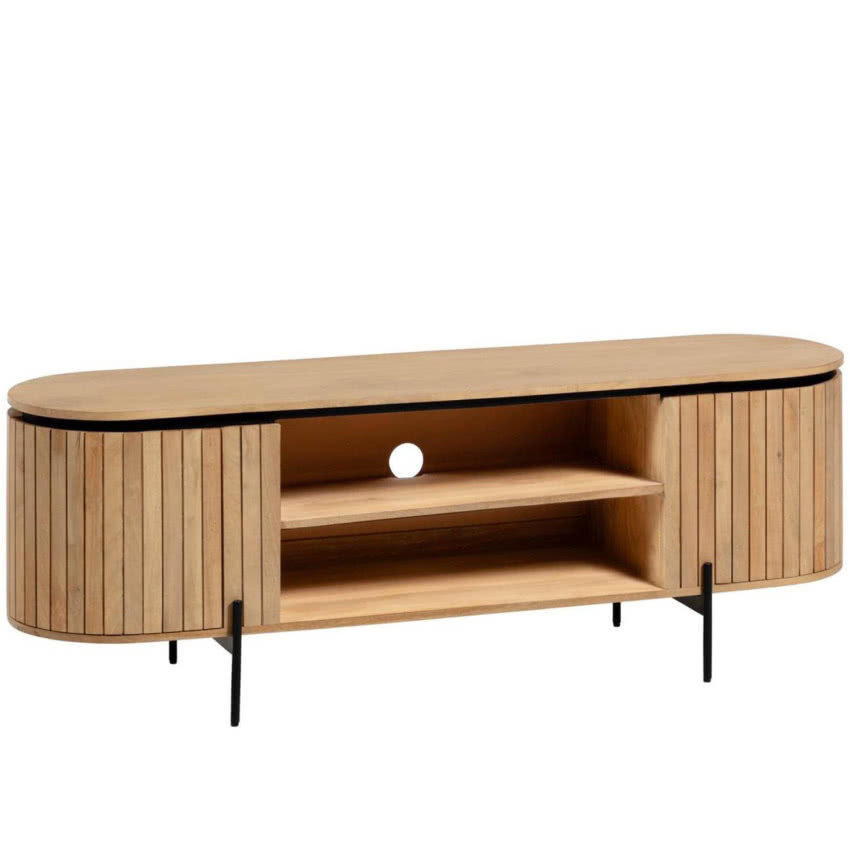 Szafka RTV z litego drewna mangowego Licia, La...