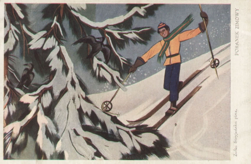 "Poranek zimowy", lata 30. XX wieku, pocztówka,...