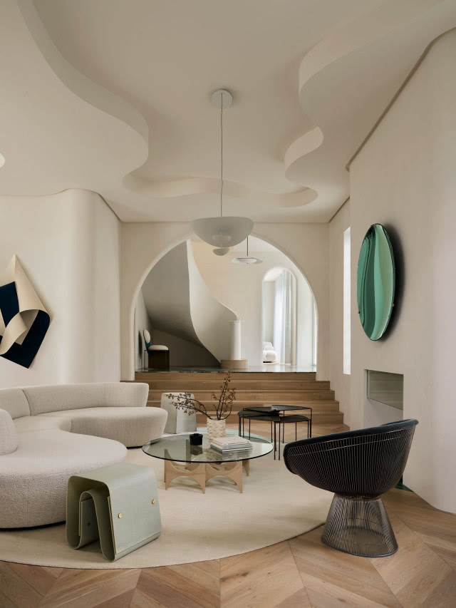salon w stylu warm minimalism