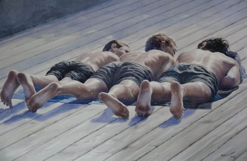 Ievgen Petrov, "Boys", 2016, akwarela na...