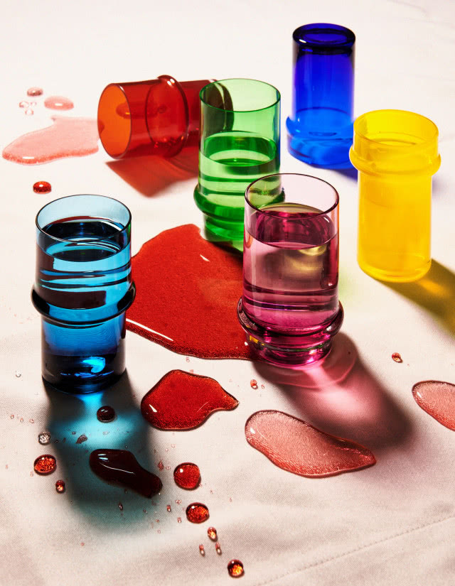 Kinderbal - podwójny zestaw szklanek w wersji CMYK i RGB, projekt: Anna Eliza Gwiazda, Akademia Sztuk Pięknych w Warszawie lodzdesign.com/makeme/katalog/kinderbal