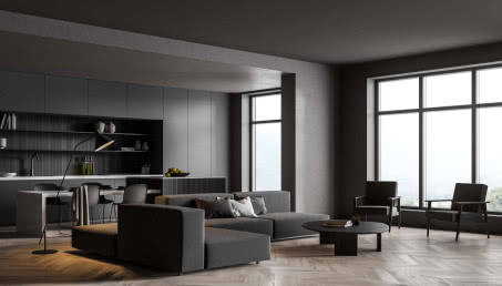 Czarny sufit w salonie, łazience, sypialni - jak stosować ciemny kolor sufitu we wnętrzach?