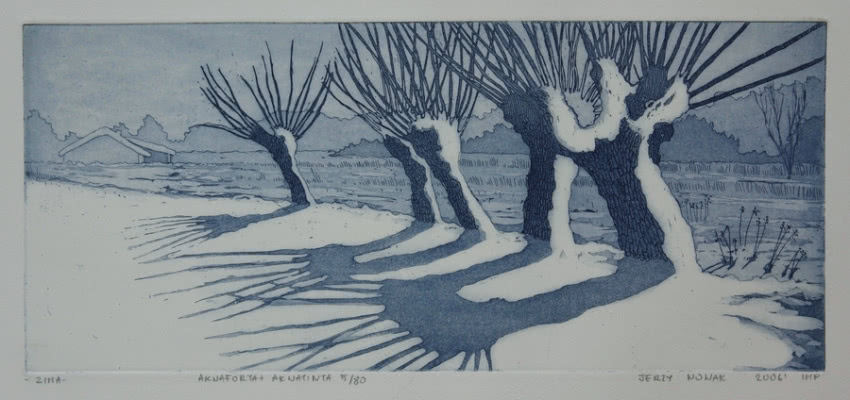 "Zima" (2006), akwaforta, akwatinta barwna...