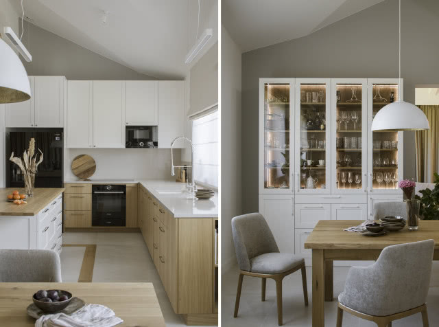 Biało-drewniana kuchnia