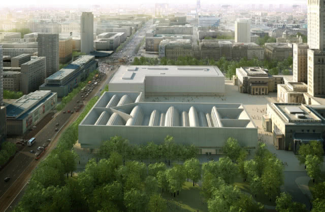 Zmodyfikowany projekt Muzeum Sztuki Nowoczesnej oddany przez architekta Christian Kereza. Rok 2010. źródło: UM Warszawa
