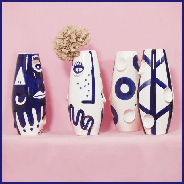 wazony biało-kobaltowe