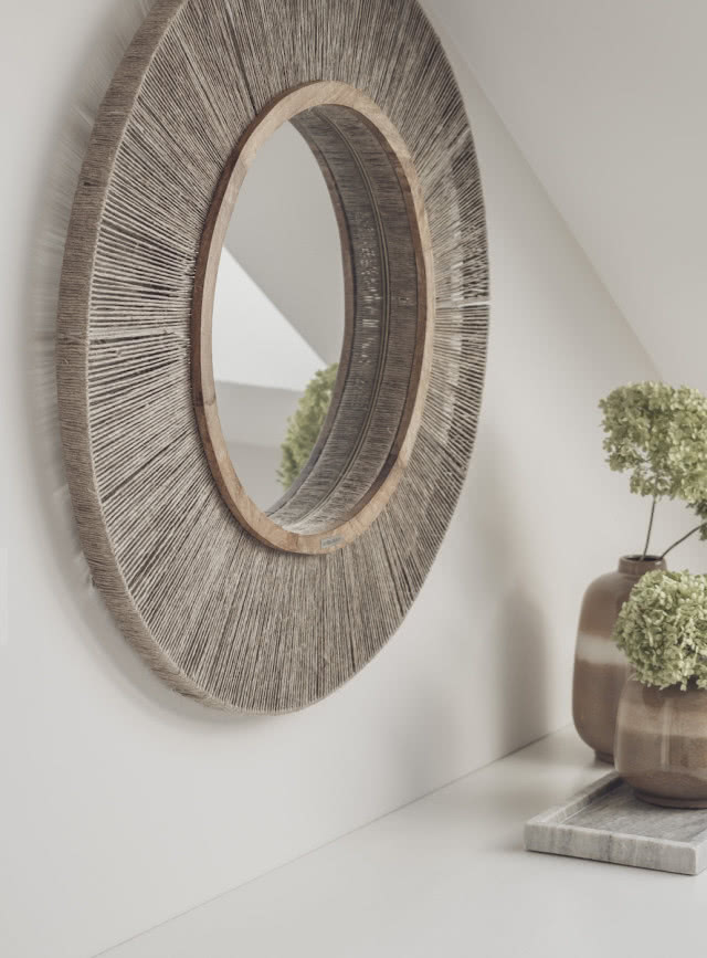 lustro rama rattanowa