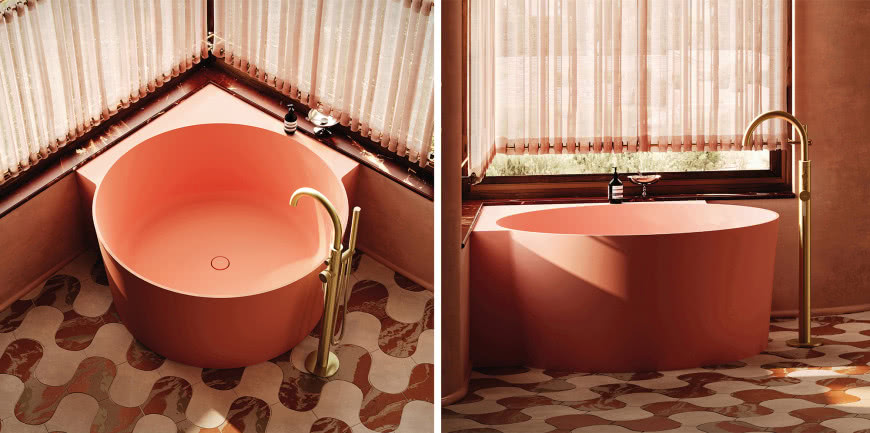 wanna narożna z funkcjonalną półką, coral mat 