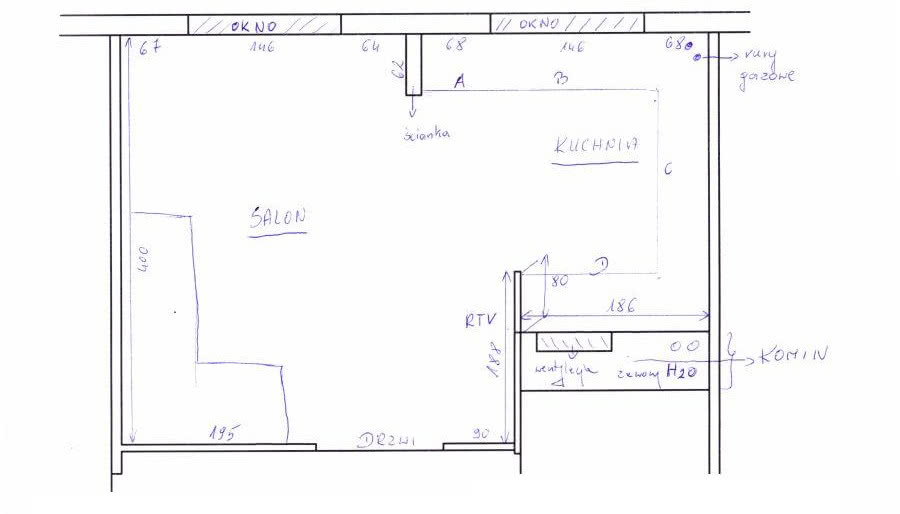Zabudowa meblowa w kuchni otwartej na salon