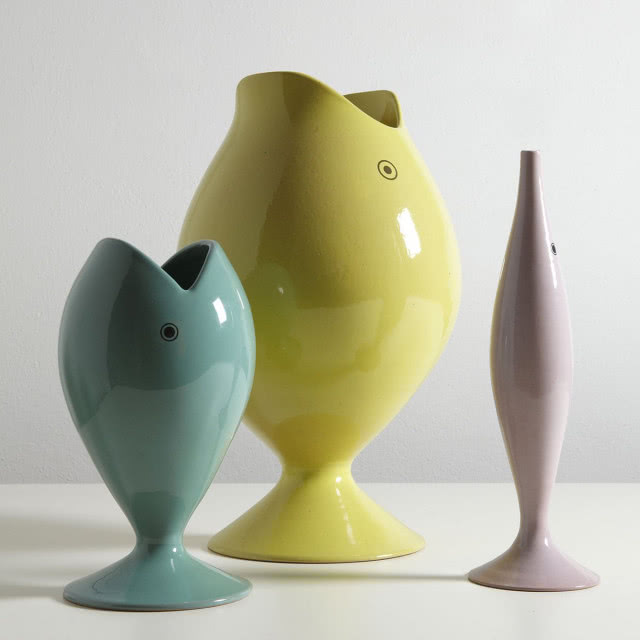 trzy wazony w kształcie ryb