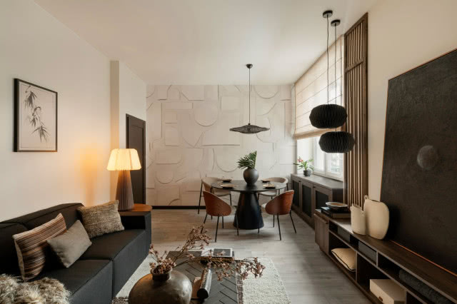 salon w ciepłych kolorach