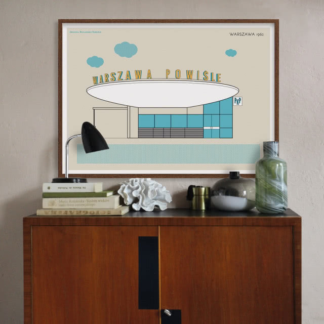 plakat powiśle nad komodą w stylu retro