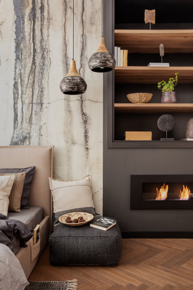 regał z biokominkiem