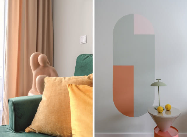 pastelowe detale w salonie