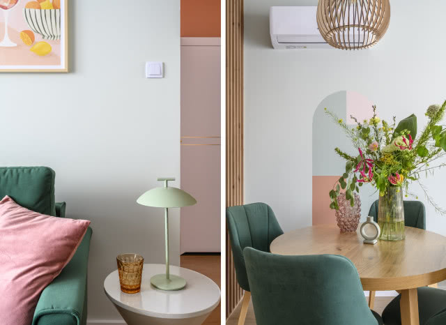 pastelowe detale w salonie