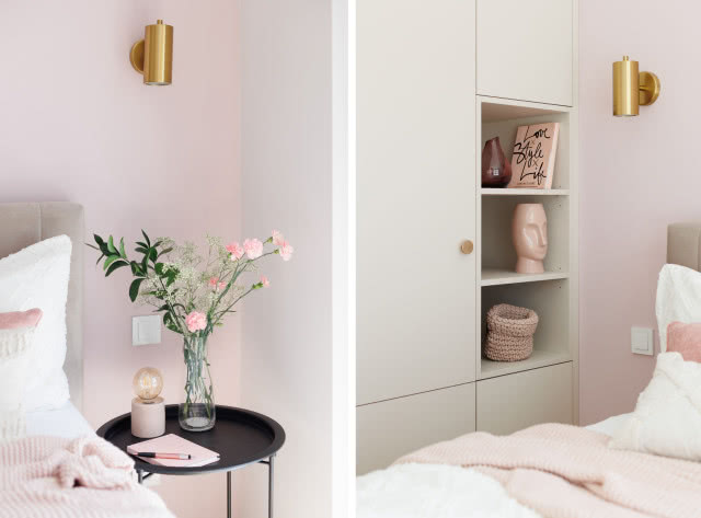różowa sypialnia aranżacja