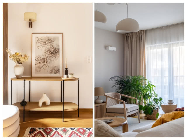 rośliny w salonie w stylu boho