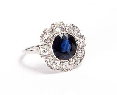 Pierścionek art déco (lata 20.-30. XX w.), złoto...